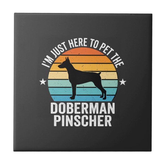 Pet The Doberman Pinscher Retro Tile (Front)