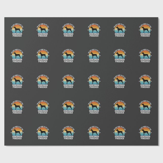 Pet The Doberman Pinscher Retro Wrapping Paper (Flat)