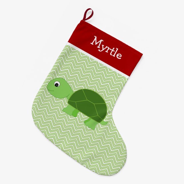 Pet Turtle Personalized Large Christmas Stocking (Front (Hanging))