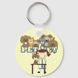 Pet Vet Brunette Female Tshirts and Gifts Keychain