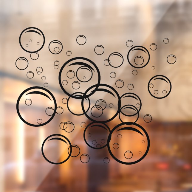 Pet wash Bubbles black colour outline Window Cling (Sheet 2)