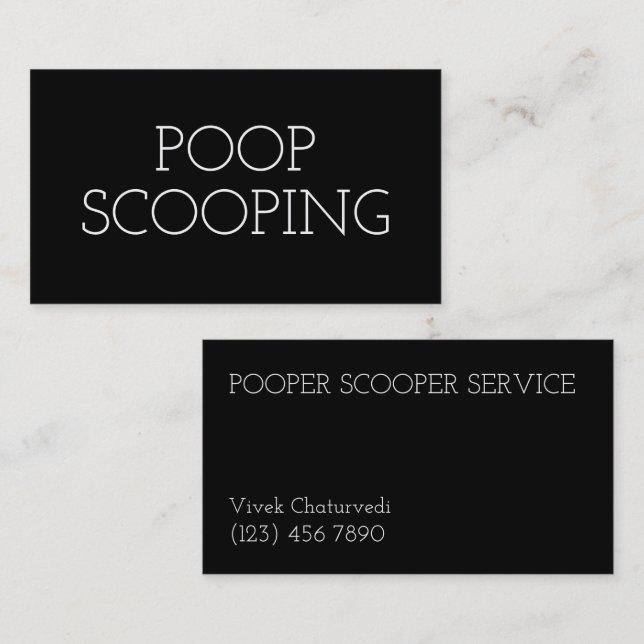 Pet Waste Removal Black Simple Business Card (Front/Back)