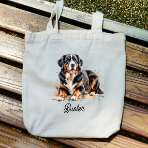 Pet Watercolor Bernese Mountain Brown Personalize Tote Bag