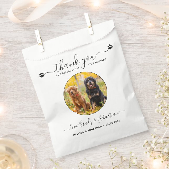 Pet Wedding Personalized Photo Dog Treat Doggie  Favour Bag (Clipped)
