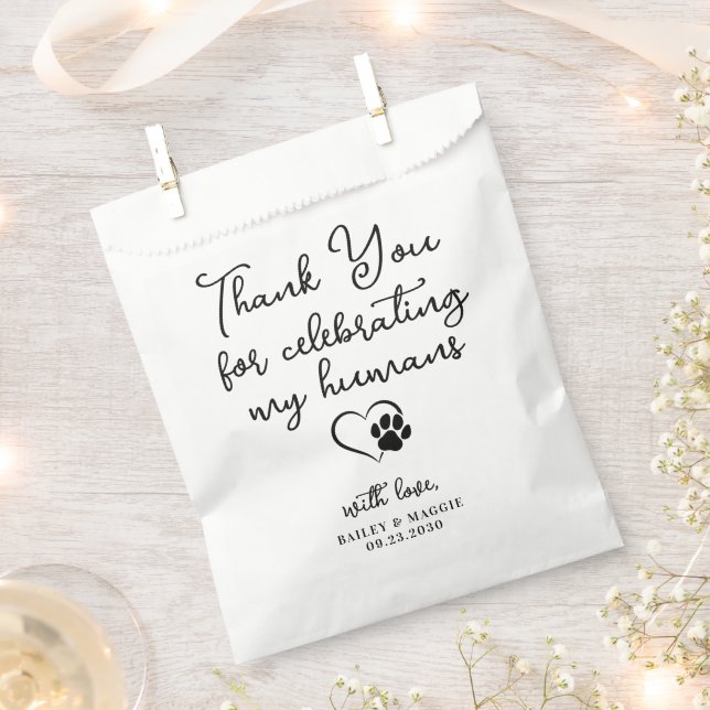 Pet Wedding Personalized Thank You Dog Treats Favour Bag (Clipped)