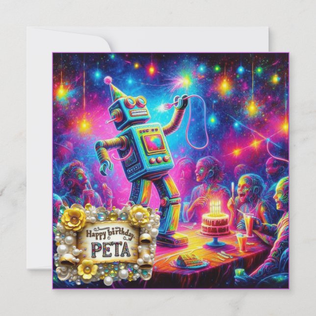 PETA ~ Carte d'anniversaire ~ Robot ~ (Devant)