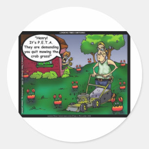 PETA & The Crabgrass Funny Tees Mugs Gifts Etc Classic Round Sticker