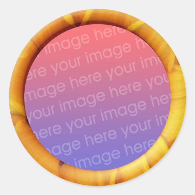 Petal (3d effect frame border) Template Classic Round Sticker (Front)