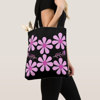 Petal Harmony – Soft Floral Grid Tote Bag