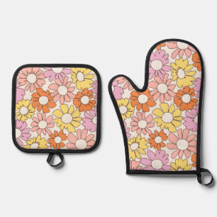 Petal Jubilee Soft Retro Citrus Oven Mitt & Pot Holder Set