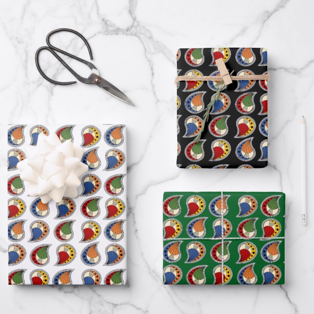 Petal Paisley Rhythm Wrapping Paper Sheet (Front)