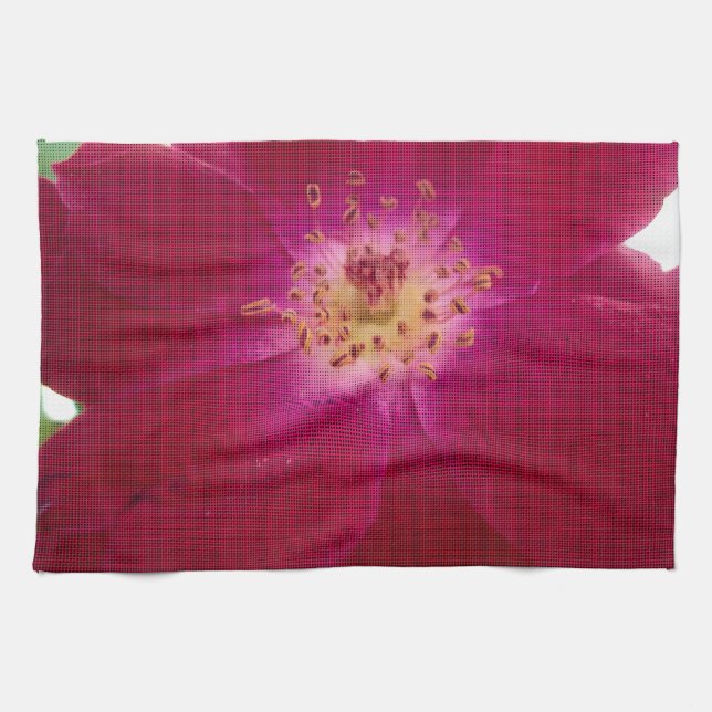 Petal Perfection: Chequered Rose Petal Pattern Art Kitchen Towel (Horizontal)