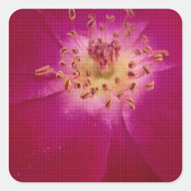 Petal Perfection: Chequered Rose Petal Pattern Art Square Sticker (Front)
