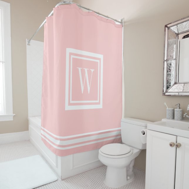 Petal Pink and White Classic Square Monogram (In Situ)