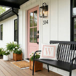 Petal Pink and White Classic Square Monogram Outdoor Pillow<br><div class="desc">Design your own custom throw pillow in any colour combination to perfectly coordinate with your home decor in any space! Use the design tools to change the background colour and the square border colour, or add your own text to include a name, monogram initials or other special text. Every pillow...</div>