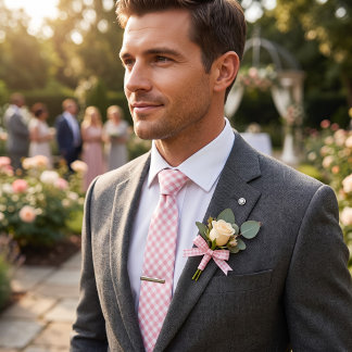Petal Pink Gingham Tie