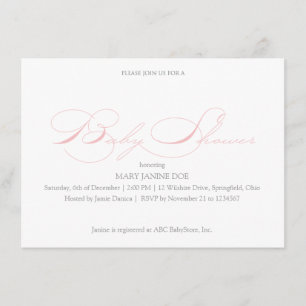 Petal Pink Simple Baby Shower Invitation