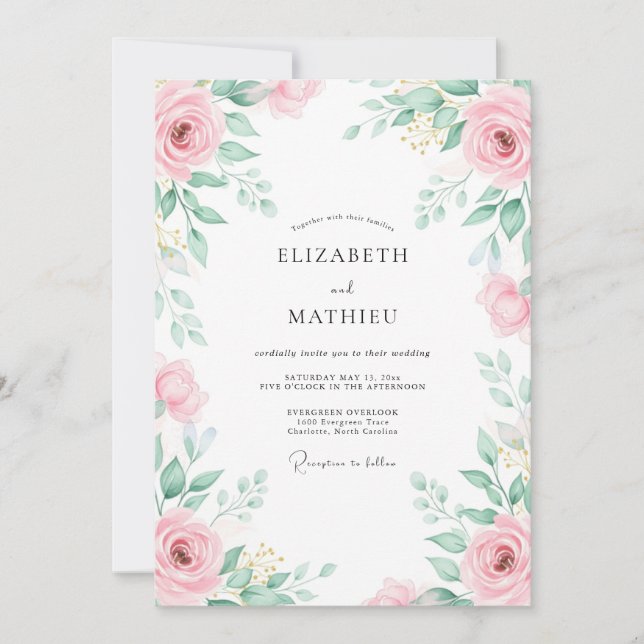 Petal Pink Timeless Spring Wedding Invitation (Front)