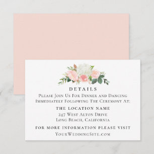 Petal Pink Watercolor Floral Wedding Details Invitation