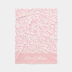 Petal Pink Willow Bough Monogrammed Fleece Blanket