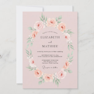 Petal Pink Wreath Wedding Invitation