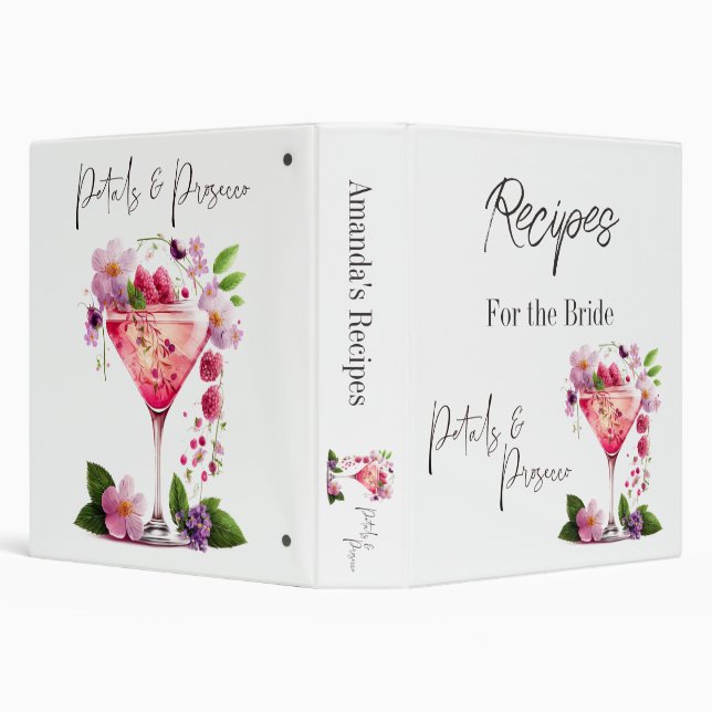 Petal Prosecco Floral Bridal Shower Recipe Book Binder (Background)