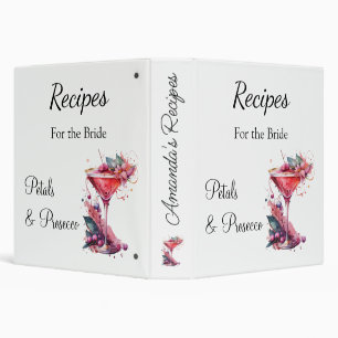 Petal Prosecco Floral Bridal Shower Recipe Book  Binder