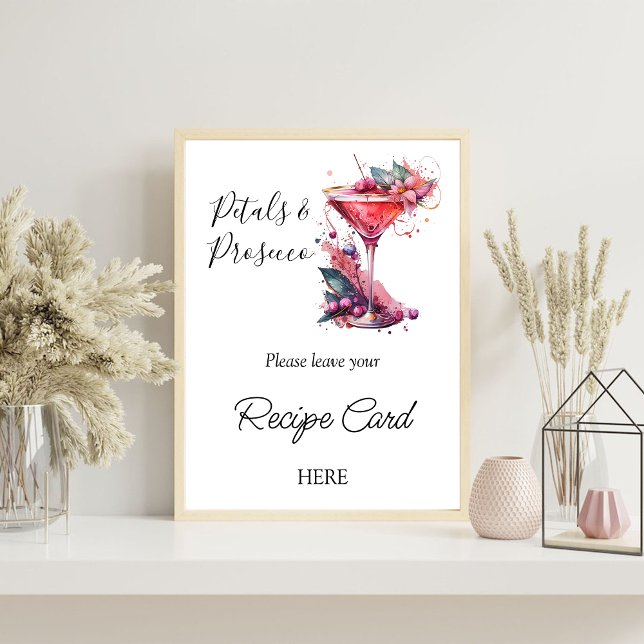 Petal Prosecco Floral Bridal Shower Recipe Request Poster (Creator Uploaded)