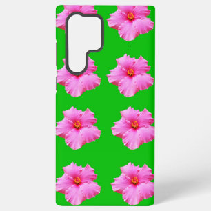 "Petal Serenity: Pink Hibiscus on a Green Canvas Samsung Galaxy Case
