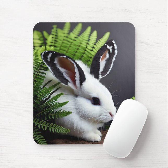Petal The Black And White Bunny, Mousepad (With Mouse)