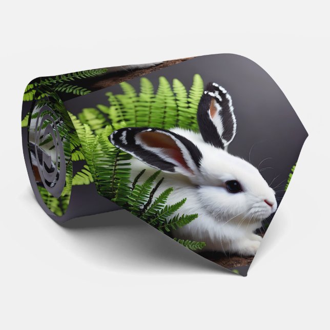Petal The Black And White Bunny,  Neck Tie (Rolled)