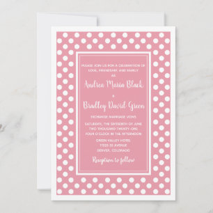 Pétale rose blanc Polka Faire-part de mariage