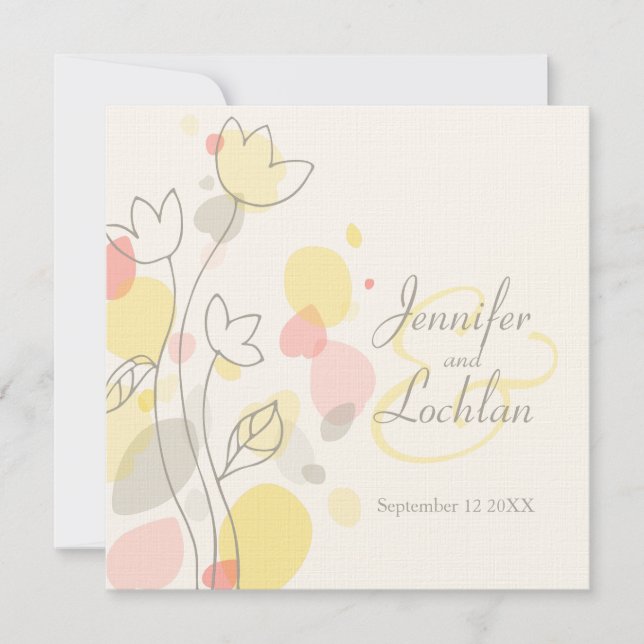 Pétales confetti fleur carré invitation de mariage (Devant)