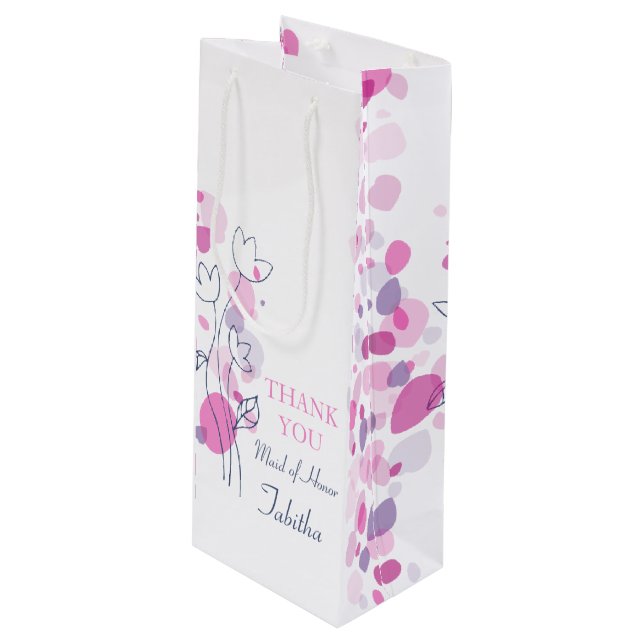 Pétales Confetti mariage Maid of Honor sac à vin (Devant Angle)