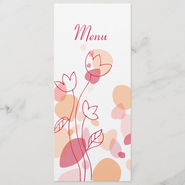 Pétales de fleurs de confetti moderne menu mariage (Devant)