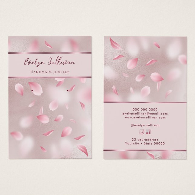 Pétales de fleurs fausse feuille bijoux carte d'af (Devant & derrière)