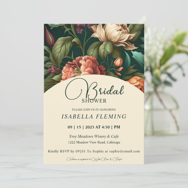 Pétales de fleurs Invitation de douche nuptiale (Debout devant)