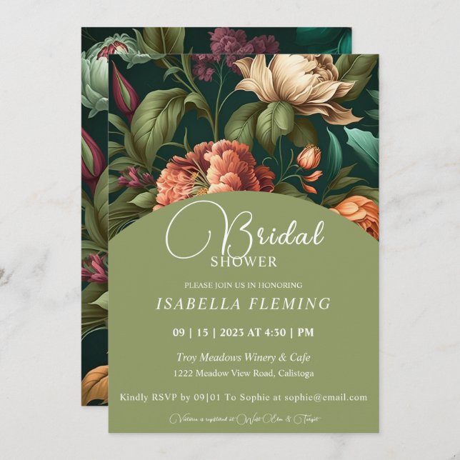 Pétales de fleurs Invitation de douche nuptiale (Devant / Derrière)