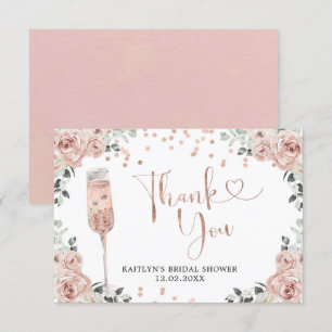 Pétales de Rose rose Dusty et Carte de remerciemen