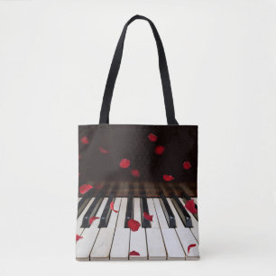 Pétales de rose rouge sur Sac fourre-tout de piano