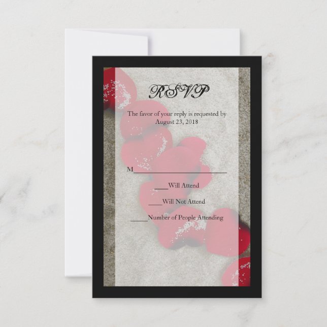 Pétales de rose rouge sur Sand Beach Wedding RSVP (Devant)