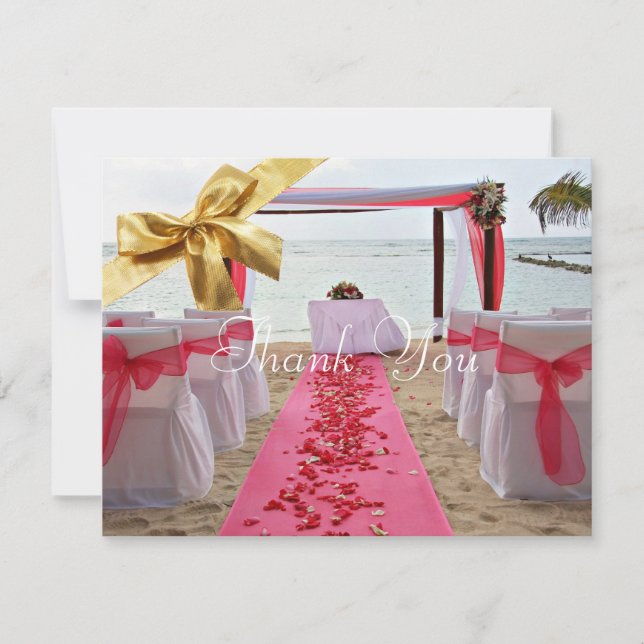 Pétales de rose sur le Merci Card2 de mariage de (Devant)