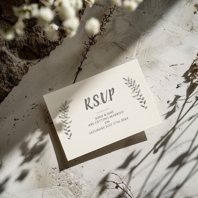 Pétales de style dessiné à la main carte RSVP (Beautifully illustrated in pencil sketch style and featuring elegant script RSVP card)