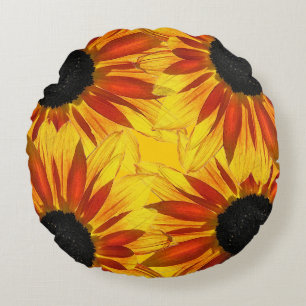Pétales de tournesol Abstrait Coussin rond