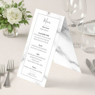 Pétales en marbre menu de réception de mariage
