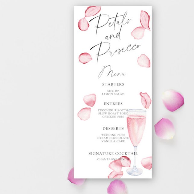 Pétales et menu de douche de mariée de Prosecco (Créateur téléchargé)