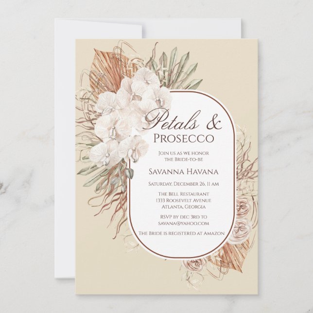 Pétales et Procuco Invitation à la douche nuptiale (Devant)