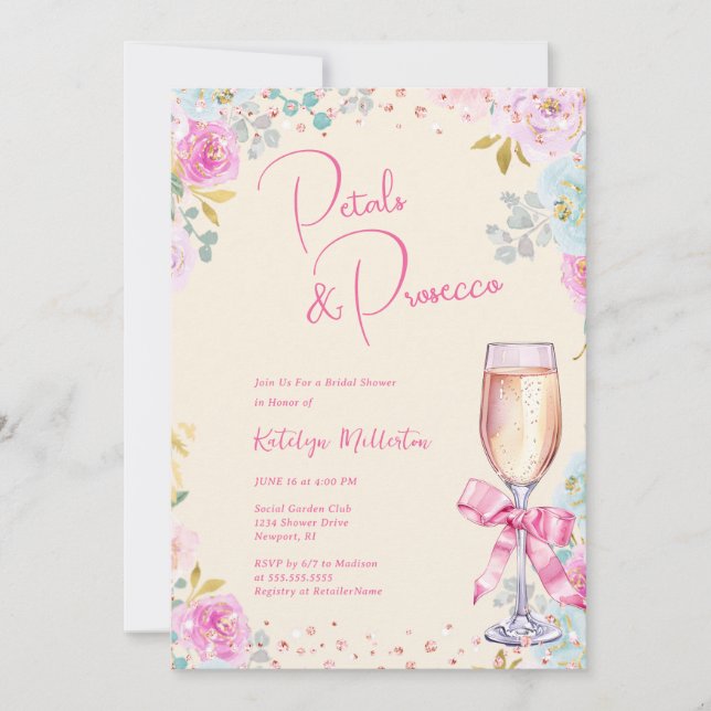 Pétales et Procuco Invitation à la douche nuptiale (Devant)