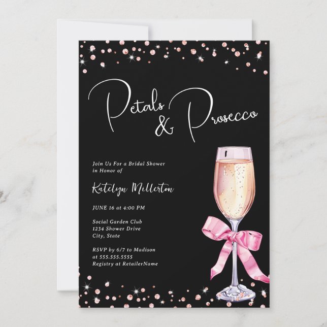 Pétales et Procuco Invitation à la douche nuptiale (Devant)