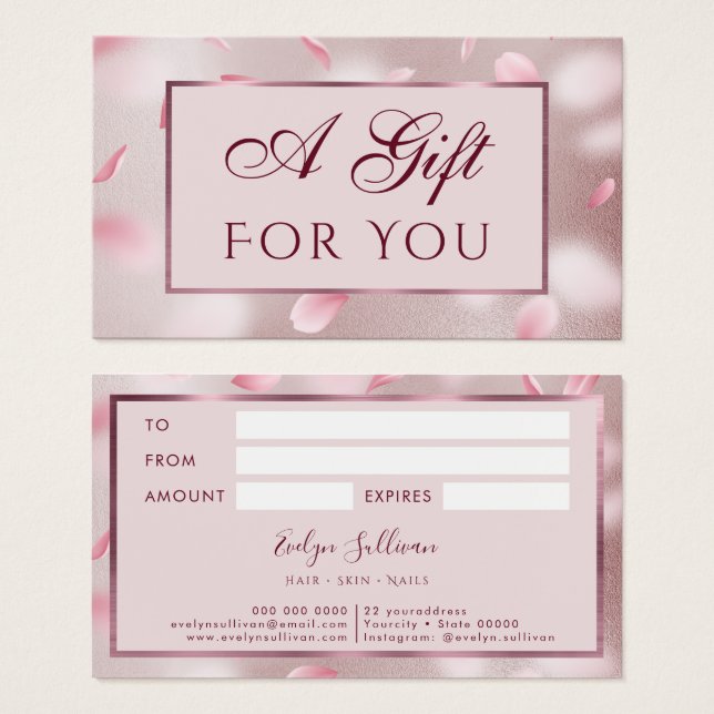 Pétales Fleur Faux Foil Carte cadeau (Devant & derrière)